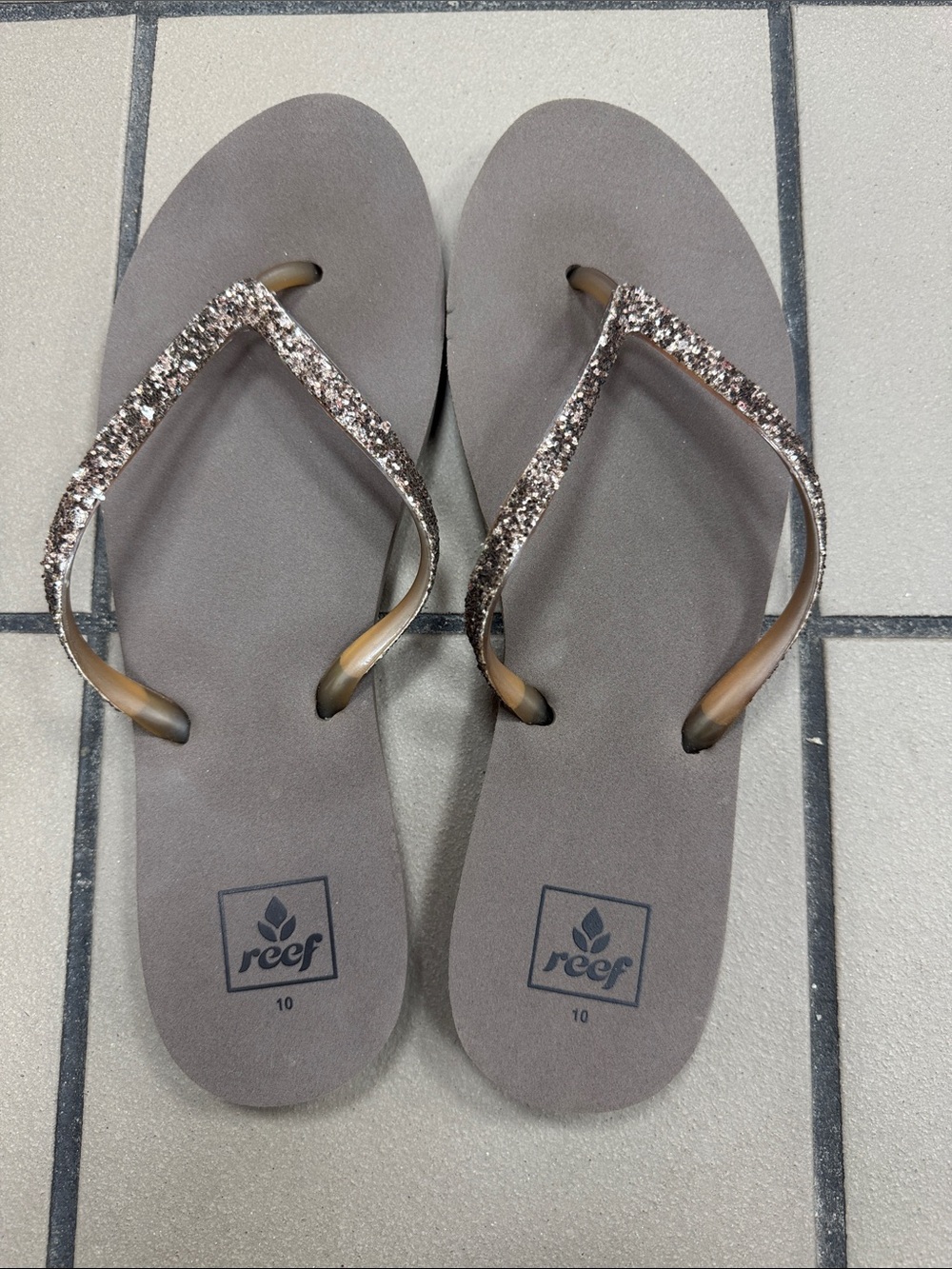 Reef Women's Glitter Strap Flip Flops in Brown